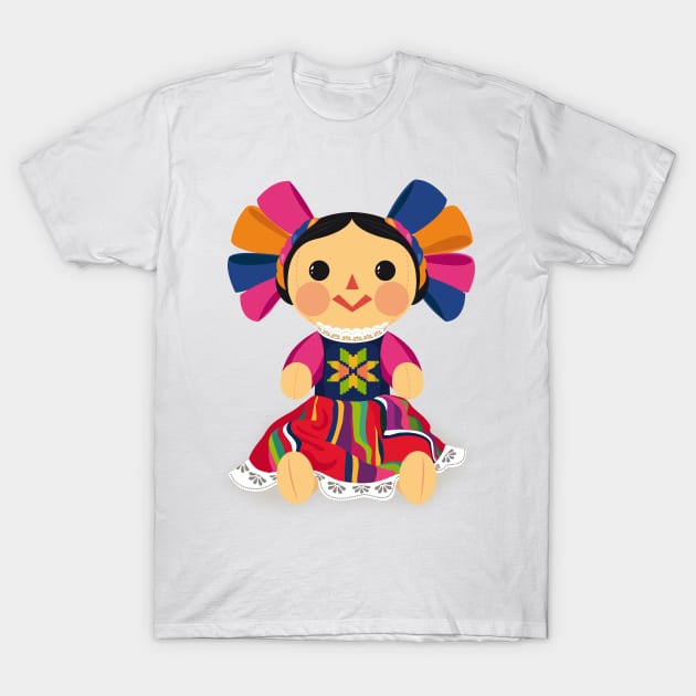 Mexican Doll, María. Mexican Otomi Doll. Traditional Mexican Rag Doll T-Shirt by Akbaly